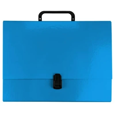 Immagine di Netuno 1 valigetta in cartone formato A4, colore blu, larghezza dorso 5 cm, con maniglia, per documenti DIN e