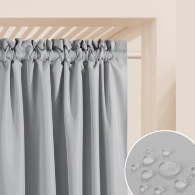 Immagine di ROOM99 Tenda per esterni con nastro arricciato, 155 x 220 cm di larghezza altezza, esterni, resistente alle intemperie, impermeabile, protezione solare, da giardino, antivento, grigio chiaro