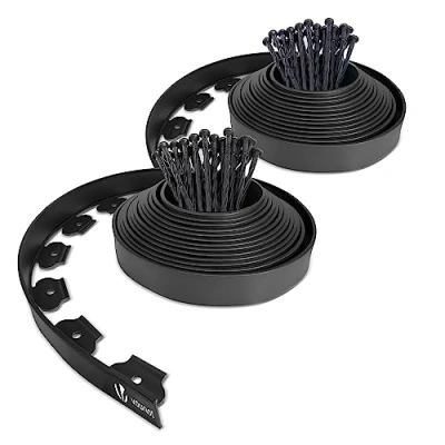 Immagine di VOUNOT Bordo Giardino Flessibile, Bordi Aiuole Plastica, con 60 Chiodi di Fissaggio, Lunghezza 20m, Altezza 5cm, Nero