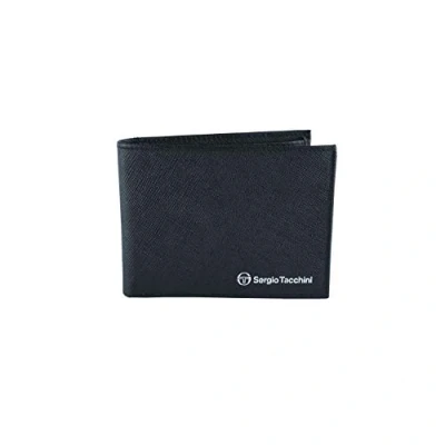 Immagine di Sergio Tacchini Portafoglio uomo in vera pelle, nero, sottile con porta carte, confezione regalo, Nero Sottile, classico, Slim, Classico