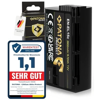 Immagine di PATONA Protect V1 Batteria Ricambio per Nikon EN EL15C VFB12802 EL15b EL15 Batterie, NTC 2600mAh Compatibile con 1 Z8 Z7II Z6III Z5 D7000 D7500 D600 D800 D850 (non Zf)
