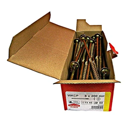 Immagine di Viti a testa piatta, per costruzioni in legno, tutte le misure, vite piatta Torx, 50 pezzi, 8x200mm, TX40