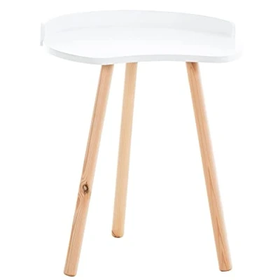 Immagine di CLP Tavolino D&#039;appoggio Jannis in Stile Scandinavo I Tavolo da Divano Piano di Legno con Sponde Portaoggetti Colore Bianco, Colore:Bianco