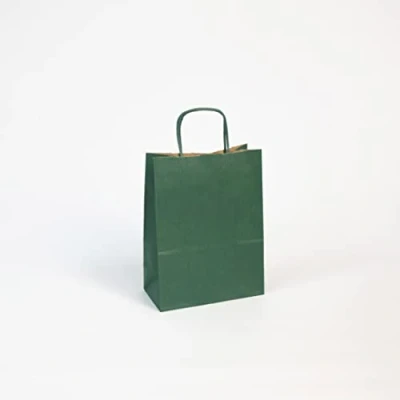 Immagine di Clairefontaine Ref 395610C Sacchetti di carta kraft per decorare e personalizzare (confezione da 25) Dimensioni 16 x 8 21 cm, 110 g/m², tinta unita Colore verde