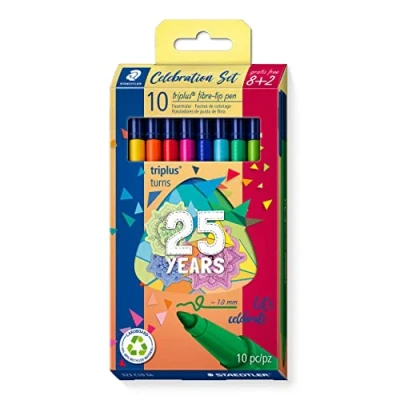 Immagine di STAEDTLER 323 C10 TA Triplus Colour Limited Edition Penna con punta in fibra di colore 1,0 mm, confezione da 8 + 2 pezzi