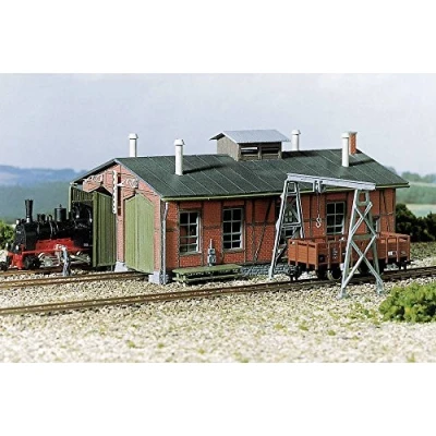 Immagine di Deposito locomotive a due ingressi con carroponte Auhagen 11 355 H0