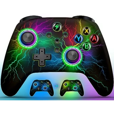 Immagine di HELLCOOL Controller per Switch Compatibile con Switch/Lite/OLED,Android/iOS/PC,1000mAh Bluetooth 6 Assi/Programmazione/Doppia Vibrazione/Turbo/Luce LED Regolabile/Risveglio/Screenshot