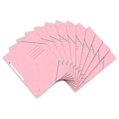 Immagine di Oxford FolderSys Cartellina portadocumenti ad angolo, formato A4, confezione da 10, colore: Rosa pastello