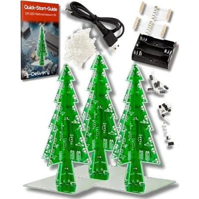 Immagine di AZDelivery DIY LED Albero di Natale Kit per autosaldatura incluso E Book