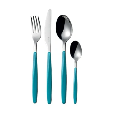 Immagine di Guzzini Set 24 Posate My Fusion, Blu Opaco, 16.8 x 7.5 h25.5 cm