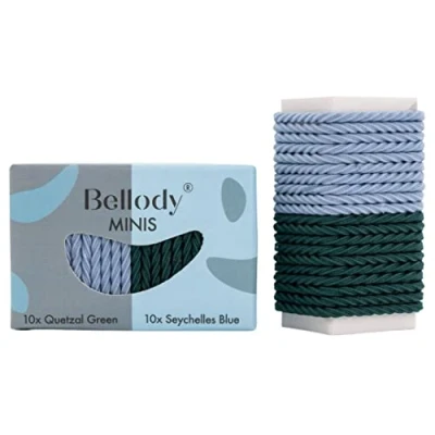 Immagine di Bellody® Minis Piccoli elastici per capelli acconciature intrecciate e piccole trecce (20 pezzi, verde/blu) da donna in diversi colori