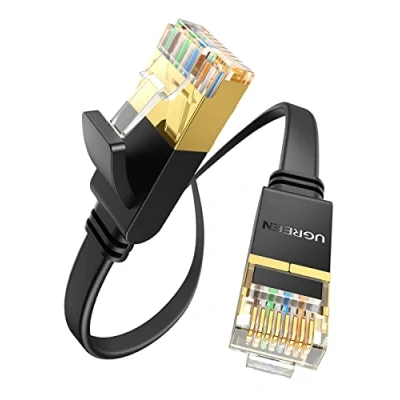 Immagine di UGREEN Cavo Ethernet Cat 7 Piatto Super Veloce 10 Gbps 600MHz, LAN, RJ45 per PS5, PS4, Switch, PC, Console, TV Box, Modem, Router, Compatibile con CAT5/5e/6/6a, 3 Metri