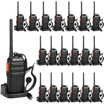 Immagine di Retevis RT24 Plus Walkie Talkie PMR446 Licenza Libero 16 Canali CTCSS/DCS Ricetrasmittenti Professionali con Auricolare e USB Base di Ricarica (Nero,20 Pezzi)