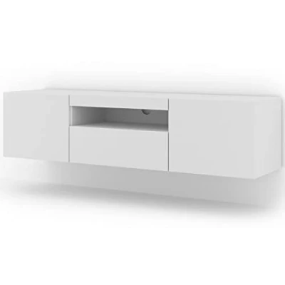 Immagine di Aura, mobile Lowboard per TV da 150 cm, appendere o posizionare in verticale, universale, Hi Fi, televisore (bianco opaco, senza LED)