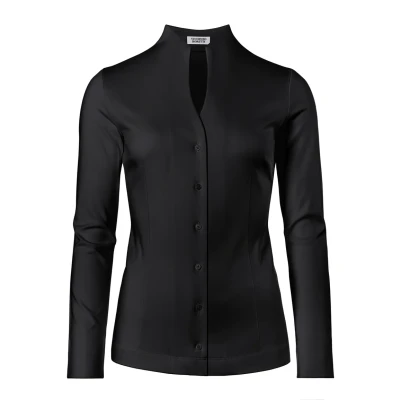 Immagine di Vincenzo Boretti Leicht Tailliert Kelchkragen Camicia, Donna, Taglia: 38, Schwarz