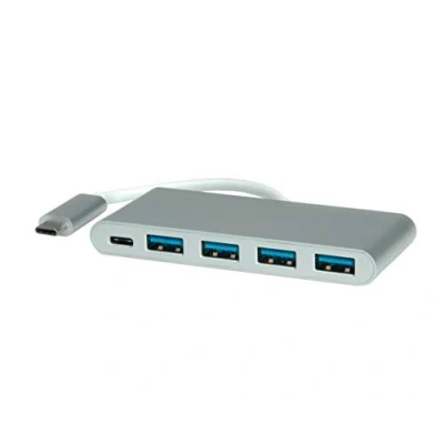 Immagine di Roline 4 Porte Hub combinato USB Argento (Metallizzato)