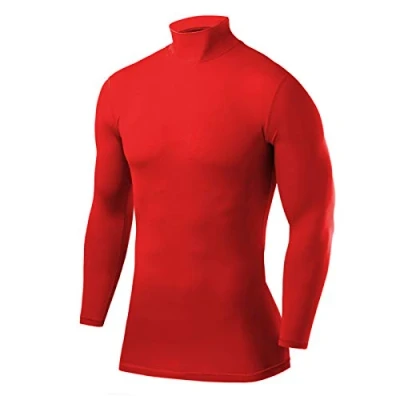 Immagine di PowerLayer Maglia Termica Uomo a Manica Lunga Compressione per Calcio e Sport Strato Base Maniche Lunghe Allenamento Corsa Ciclismo Rosso, Large