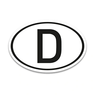 Immagine di Adesivo a forma di targa tedesca, colore nero e bianco, 17,5 x 11,5 cm, conforme norma DIN per auto, camion, camper, obbligatorio al fuori dell&#039;UE