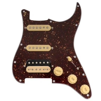 Immagine di Musiclily Pro SE ST HSS 60SE Battipenna Precablato con Alnico 5 Pickups Selettore Super per Chitarra Elettrica tipo Strat, 4 strati Tortoise Shell