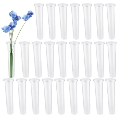 Immagine di Tkxjry 25 Pezzi Provette per Fiori,Provette di Plastica Trasparente,Tubo Fiore Trasparente,Provetta Fiori Freschi,Provette Trasparenti,Tubo Fioristi Casa e Giardino.