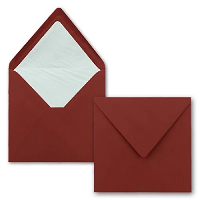 Immagine di FarbenFroh by GUSTAV NEUSER 25 buste quadrate 16 x cm in rosso scuro (rosso) con fodera seta bianca senza finestra e colla umida per biglietti d&#039;invito matrimoni comp