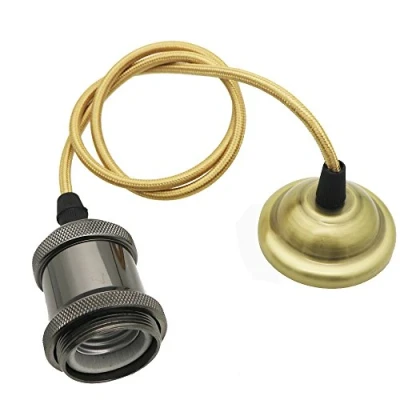 Immagine di E27 Edison Lampada da soffitto a sospensione Portalampada Rame Vintage Retro Antique con cavo 1 metri (Nero perla)