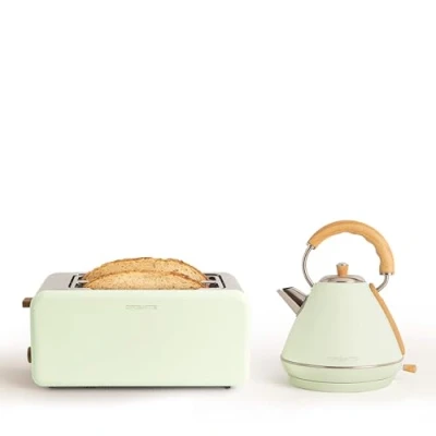 Immagine di CREATE/PACK TOAST RETRO XL + KETTLE L/Tostapane nero con bollitore verde/Bollitore 1,7 L