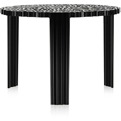 Immagine di Kartell T Table Tavolino, PMMA Trasparente o colorato in Massa, Nero Coprente, Medio H. 36 cm