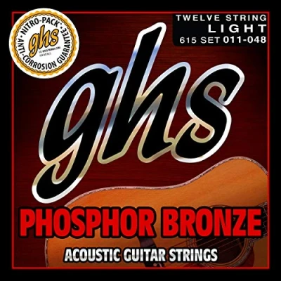 Immagine di GHS™ Strings »PHOSPHOR Bronze 615 12 STRING ACOUSTIC GUITAR« Corde per Chitarra Acustica Phosphor Light: 011 048