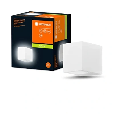 Immagine di LEDVANCE ENDURA Classic Square Down applique da esterno, colore bianco, attacco GU10 (max 35W), compatibile con lampada normale o smart, tipo down, grado di protezione IP44