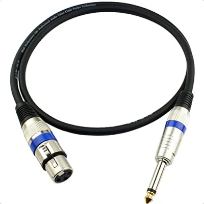 Immagine di HTRUIYATY Cavo Xlr Femmina A 6,35mm 1/4 Inch Stereo Jack Mono 3 Pin,TR Pin Sbilanciato Cavi Audio Professionali Per Microfono,Strumenti(5m)