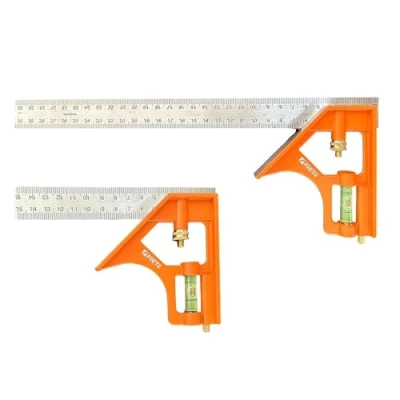 Immagine di FEETE Set di squadrette combinate da 15cm &amp; 30cm,squadretta falegname per impieghi gravosi,squadretta combinata con livelle misurazioni precise e regolabili in falegnameria,squadretta