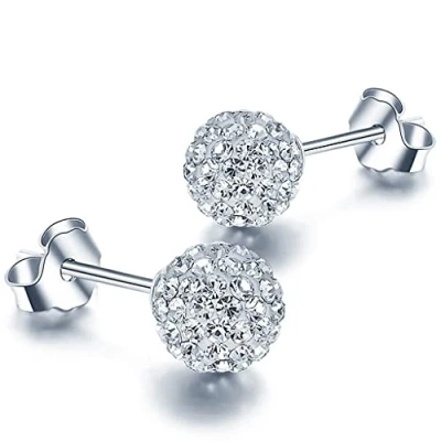 Immagine di Infinite U 925 Argento Cristallo austriaco 8 mm sfera chiodo/orecchini per donna/ragazza, sterling, cristallo,