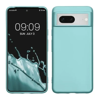 Immagine di kwmobile Custodia Compatibile con Google Pixel 8 Cover Back Case Morbida Protezione in Silicone TPU Effetto metallizzato menta
