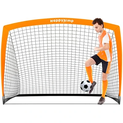 Immagine di Happy Jump Porta Da Calcio 3x2.2FT, 4x3FT, 5x3.6FT, 7x5FT Pop Up Allenamento Di Per Cortile (5x3.6 FT Arancia) 1 PC