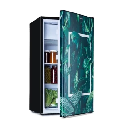 Immagine di Klarstein CoolArt Combinazione di Congelatore e Frigorifero, Frigo con 2 Livelli, Design Frontale, Termostato 5 0 10 C, Volume: 79 Litri, Motivo: Foresta