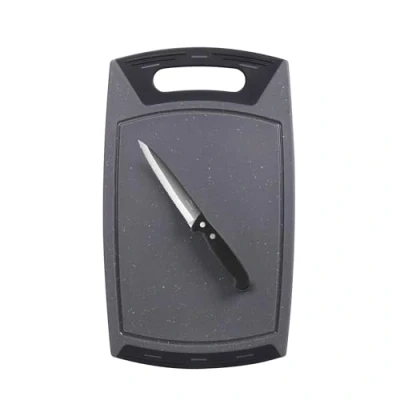 Immagine di STONELINE Set di 2 pezzi tagliere e coltello multiuso seghettato, lama in acciaio inox da 13 cm, cucina universale