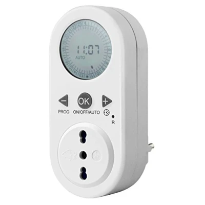 Immagine di Electraline 58106 Timer Programmatore Digitale Giornaliero con Intervallo Programmazione, Bianco, Presa 10/16A
