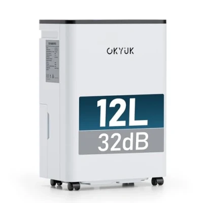 Immagine di OKYUK deumidificatore casa Muffa 12 L, bagno, 2.5L, 40 m², con spegnimento automatico Timing 24H, ideale per camper, camera da letto, cantina