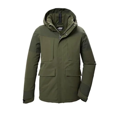 Immagine di killtec Uomo Giacca funzionale/giubbotto da esterno con cappuccio senza zip KOW 81 MN JCKT, dark moss, M, 41846 000