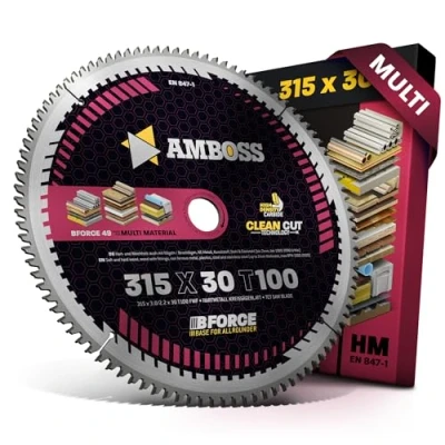 Immagine di HM Lama per sega circolare 315 x 30 Z100, denti piatti con smusso intercambiabile, taglio fine, AMBOSS WERKZEUGE®, mm, compatibile Atika HT Bernardo TK F JET JTS 315SP GüdeGTKS