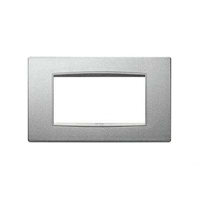 Immagine di Vimar Serie Eikon Placca classica, 4 moduli, metallo argento opaco.