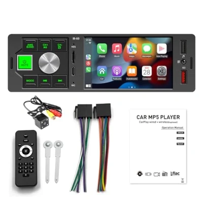 Immagine di VIGORFLYRUN PARTS LTD 4.1&quot;Ricevitore Radio FM/RDS per autoradio Auto, 1 Collegamento Schermo a sfioramento LCD Touchscreen, Supporto Bluetooth/USB/SD/AUX in con Telecamera Posteriore DEM4019