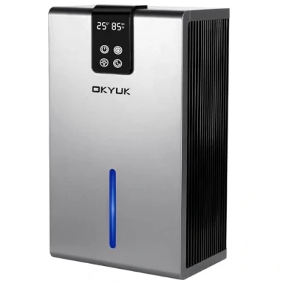 Immagine di deumidificatore elettrico 2700 ml, per casa con spegnimento automatico, luce LED a 7 colori, ideale camper, bagno, camera da letto, cantina (grigio)