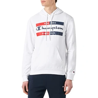 Immagine di Champion Legacy Graphic Shop Authentic Powerblend Terry Box Logo Felpa con Cappuccio, Bianco, M Uomo