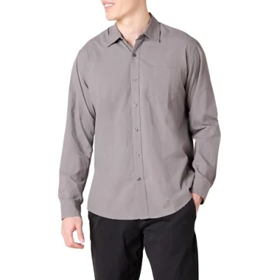 Immagine di Amazon Essentials Camicia Casual in Popeline a Maniche Lunghe vestibilità Regular Uomo, Grigio, XL