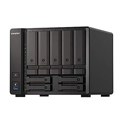 Immagine di QNAP 9 Bay QuTS hero NAS TS H973AX 8G Up to HDD/SSD Hot Swap. Ryzen V1500B Quad Core. Processor frequency 2.2 GHz. 8 GB. DDR4. 2x2.5GbE. 1x10GbE. 1xUSB Type C 3.2 Gen 2. 3xUSB A 2