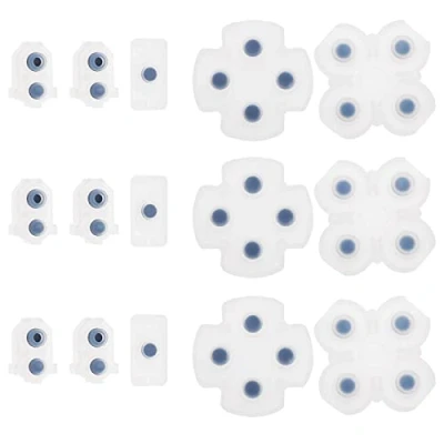Immagine di ECSiNG 3 set di cuscinetti conduttivi ricambio compatibili con controller PS4 JD M 030 040 Silicone conduttivo adesivo pulsante Pad trasparente