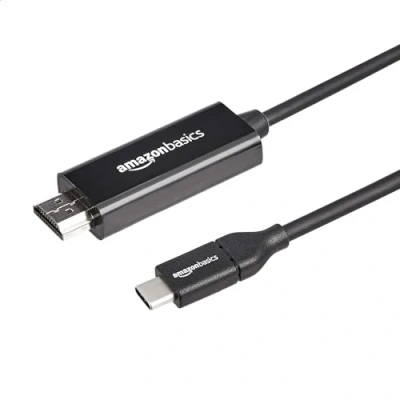 Immagine di Amazon Basics Cavo adattatore da USB C (sorgente) a HDMI (display) (compatibile con Thunderbolt 3), 4K 30 Hz, 0.9 m, nero