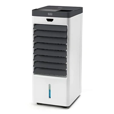 Immagine di BLACK+DECKER BXAC50E Climatizzatore evaporativo, ventilatore, umidificatore, purificatore, 4 contenitori di ghiaccio 5L, 3 velocità, modalità, oscillante, telecomando, timer 7.5h, ruote, 75W, Bianco